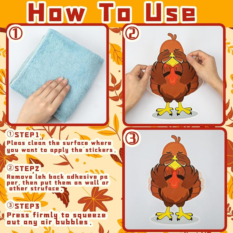 Epakh 6 Pcs Thanksgiving Toilet Seat Cover Fall Toilet Stickers Funny DIY Seat Cover Cling Waterproof Self Adhesive Sticker Thanksgiving Turkey Halloween Spider Bathroom Decor - Image 4